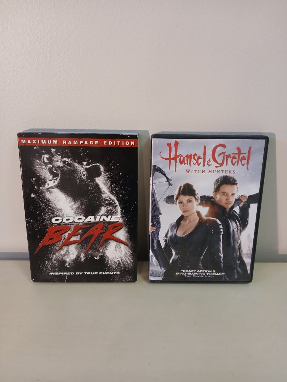 2 DVDs - Cocaine Bear and Hansel & Gretel - Witch Hunters - not blue-ray